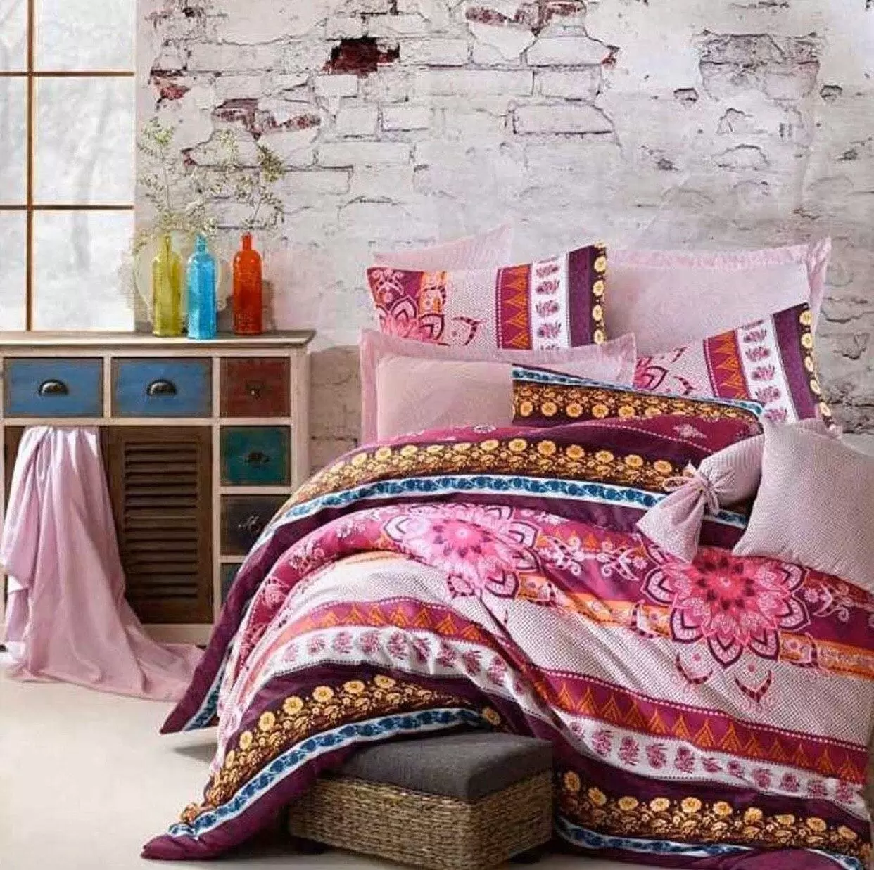 کاورست پلی کتان 2 نفره 4تیکه