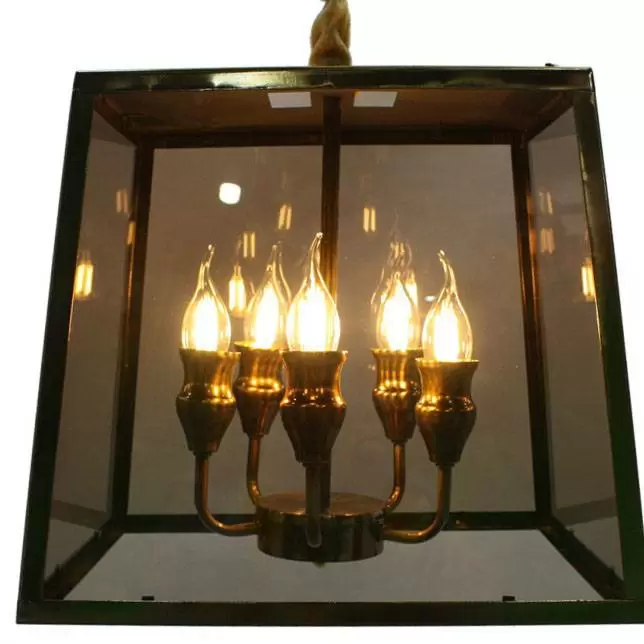 لوستر مدرن پنج شعله شیشه خور